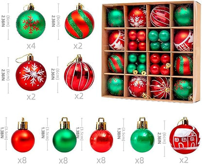 Ayuanb Weihnachtskugeln Grün und Rot, 44 pcs Mini Weihnachtsdeko Kugeln Set, 3 cm und 6 cm Christbaumkugeln Kunststoff, Kugeln Weihnachtsdeko