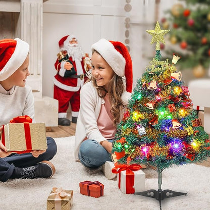 Mini Weihnachtsbaum Kleiner Weihnachtsbaum mit Beleuchtung, 60cm Tisch Weihnachtsbaum klein künstlich geschmückt für Weihnachten Deko