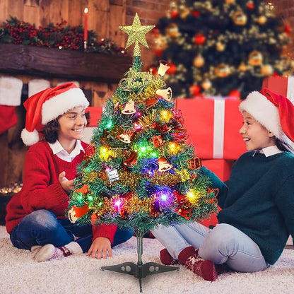 Mini Weihnachtsbaum Kleiner Weihnachtsbaum mit Beleuchtung, 60cm Tisch Weihnachtsbaum klein künstlich geschmückt für Weihnachten Deko