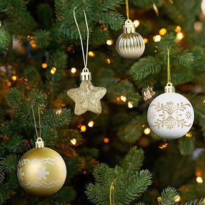 Kesote Weihnachtskugeln Weiß Christbaumkugeln Gold Set 52er Weihnachtsbaumschmuck Weihnachtsdeko für Weihnachten Party