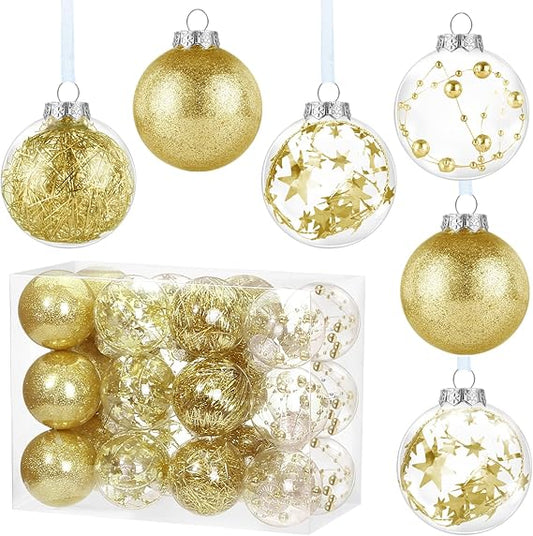 Kesote Weihnachtskugeln Gold 24x Christbaumkugeln Weihnachtsbaumschmuck Weihnachtsdeko für Weihnachten Party