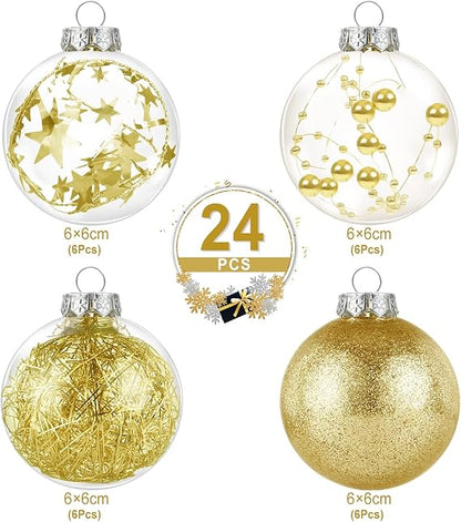 Kesote Weihnachtskugeln Gold 24x Christbaumkugeln Weihnachtsbaumschmuck Weihnachtsdeko für Weihnachten Party