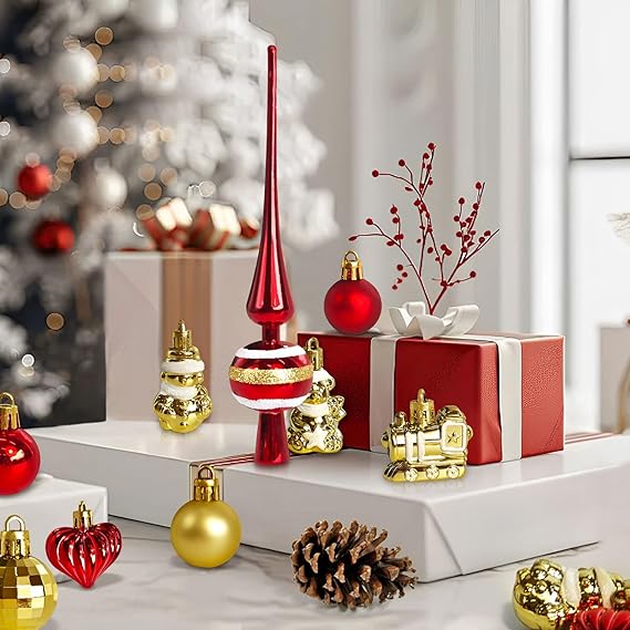 Kunststoff Rot Gold Kugeln Mini Weihnachten Weihnachtsdeko Tischdeko Tannenbaum Weihnachtsbaum Deko Ornamente