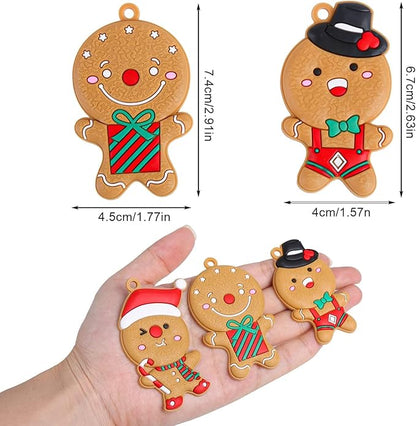 SULOLI 12 Stück Weihnachtsbaumschmuck zum Aufhängen,Weihnachtsdekoration,PVC-Lebkuchenmann,Schneemann,Weihnachtsbaum,Lebkuchenhaus,Engel für Weihnachtsbaum Zimmer Party (1, Rund)