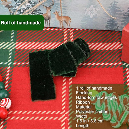 Weihnachtsbaum Band, Band mit Ausgefranstem Rand Weihnachtliches Boho Band zum Verpacken von Geschenken für Weihnachtsbaum Dekoration Blumenstrauß Verpackung DIY Basteln (Grün) Marke: Gosknor