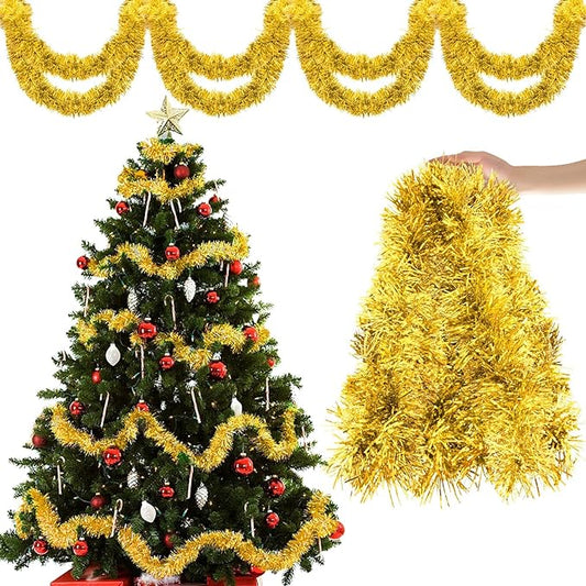 Aitsite 20M/Pack of 10 Lametta Weihnachtsbaum, Lametta Golden Weihnachtsdeko Weihnachtsbaum Girlande Weihnachten deko Party Weihnachtsfeier Weihnachtsdekoration Hängende Geburtstagsparty Dekoration