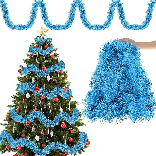 Aitsite 20M/Pack of 10 Lametta Weihnachtsbaum, Lametta Hellblau Weihnachtsdeko Weihnachtsbaum Girlande Weihnachten deko Party Weihnachtsfeier Weihnachtsdekoration Hängende Geburtstagsparty Dekoration