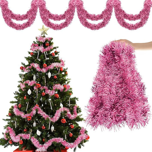 Aitsite 20M/Pack of 10 Lametta Weihnachtsbaum, Lametta Rosa Weihnachtsdeko Weihnachtsbaum Girlande Weihnachten deko Party Weihnachtsfeier Weihnachtsdekoration Hängende Geburtstagsparty Dekoration