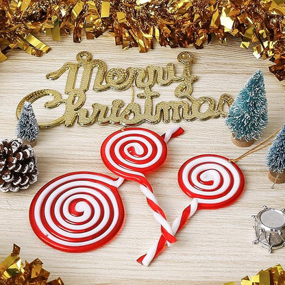 MELLIEX 6 Stück Weihnachten Lutscher Ornament, Lollipop Hängen Ornament Acryl Christbaumschmuck Anhänger Baumschmuck Lollie Weihnachtskranz Deko