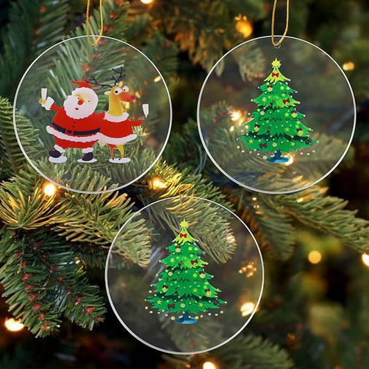 TECHEEL Weihnachtsbaum Anhänger Acryl Weihnachtsbaumschmuck Transparenter Weihnachtsanhänger Ornamente Weihnachtsbaum Anhänger Kleine Christbaumschmuck für Weihnachtsbaum Dekorationen