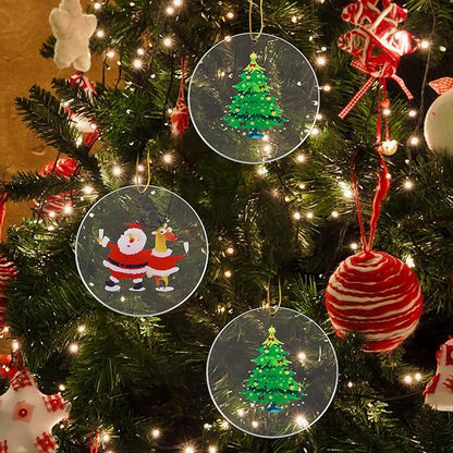 TECHEEL Weihnachtsbaum Anhänger Acryl Weihnachtsbaumschmuck Transparenter Weihnachtsanhänger Ornamente Weihnachtsbaum Anhänger Kleine Christbaumschmuck für Weihnachtsbaum Dekorationen