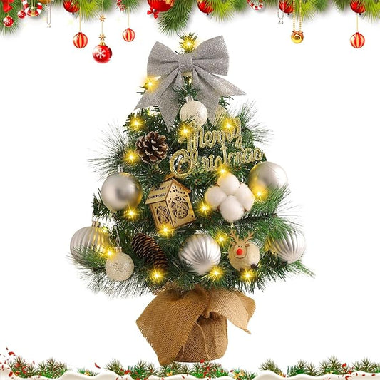 Gohytal Mini Weihnachtsbaum, Künstlicher Weihnachtsbaum 45cm, Kleiner Weihnachtsbaum mit Beleuchtung,Künstliche Mini Weihnachtsbaum Deko Künstlicher Tannenbaum für Haus,Tisch,Wohnzimmer Weihnachtsdeko