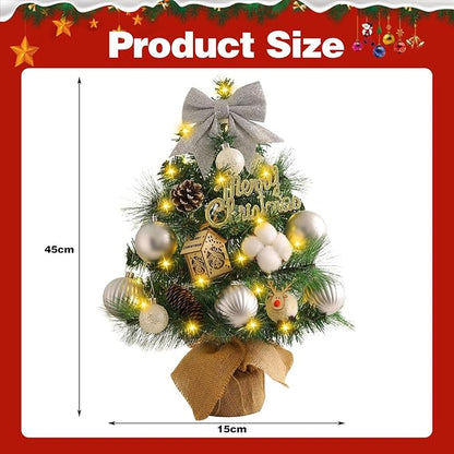 Gohytal Mini Weihnachtsbaum, Künstlicher Weihnachtsbaum 45cm, Kleiner Weihnachtsbaum mit Beleuchtung,Künstliche Mini Weihnachtsbaum Deko Künstlicher Tannenbaum für Haus,Tisch,Wohnzimmer Weihnachtsdeko