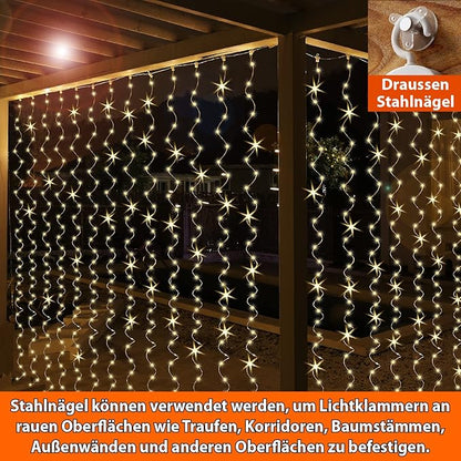 HXWEIYE 300LED Lichtervorhang Warmweiß, 3mx3m Lichterkettenvorhang USB 8 Modi LED Lichterkette mit 12 Haken Fernbedienung Timer verstellbare Helligkeit für Weihnachten Party Innen und außen Deko [Energieklasse G]