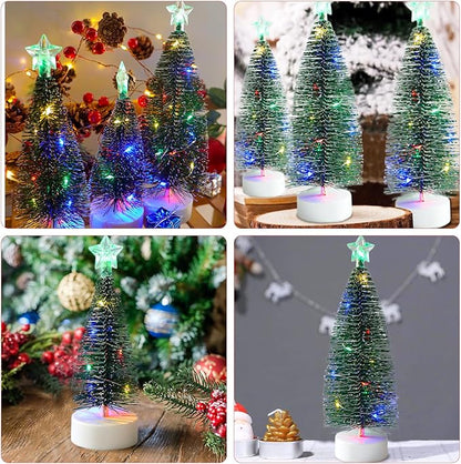 Tisch-Weihnachtsbaum mit Lichtern 3 Stück Tabletop Weihnachtsbaum mit Lichtern Mini Künstlicher Weihnachtsbaum mit LED Lichterketten Weihnachtsfeier Dekoration Miniatur Tischdekoration