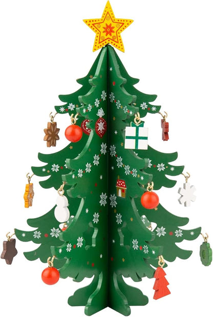 TAIYOU Künstliche Weihnachtsbäume mit 18pcs Weihnachtsbaum Charme Mini Tabletop Weihnachtsbaum Holz Miniatur Tannenbaum Christbaum - Geschenk Weihnachtsdekoration Tischdekoration - Grün