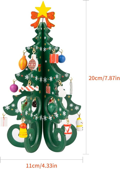 TAIYOU Künstliche Weihnachtsbäume mit 24 Charme Mini Tabletop Weihnachtsbaum Holz Miniatur Tannenbaum Christbaum - Geschenk Inneneinrichtungen Weihnachtsdekoration Tischdekoration Grün