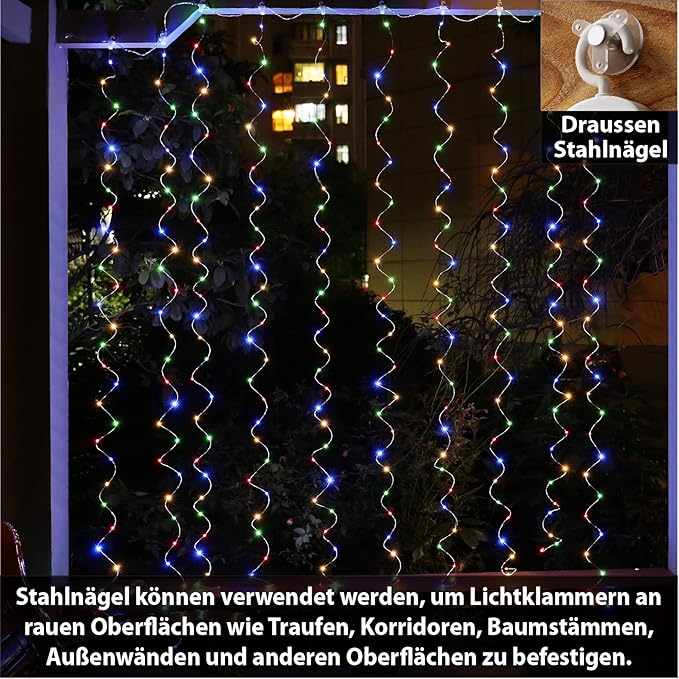 HXWEIYE 300LED Lichtervorhang Warmweiß, 3mx3m Lichterkettenvorhang USB 8 Modi LED Lichterkette mit 12 Haken Fernbedienung Timer verstellbare Helligkeit für Weihnachten Party Innen und außen Deko [Energieklasse G]