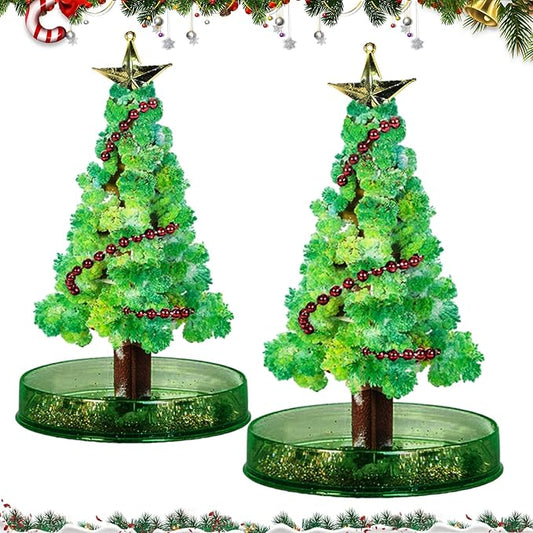 SHOWHEEL 2 Stück Mini-Weihnachtsbaum,Magischer Papier-Baum,Magischer Weihnachtsbaum,DIY Kristall-Züchtungs-Set,Adventskalender FüllungKinder,Weihnachten Geschenk fürKinder