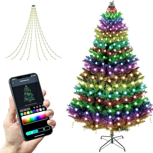 LED Lichterkette Weihnachtsbaum Strip mit App, Weihnachtsbaumschmuck Weihnachtsbeleuchtung Led Streifen Lichterketten Band Christbaumbeleuchtung Drinnen Außen Licht Leiste Weihnachten Dekoration