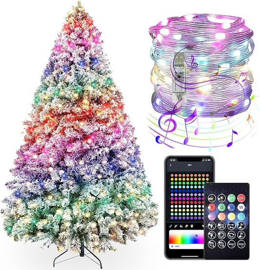 Led Strip 10m mit Smart App, IP65 Wetterfest RGB Led Lichterkette Innen Außen 100 Led Streifen Lichterketten Band mit Fernbedienung LED Licht Leiste für Weihnachtsdeko Schlafzimmer TV Schrankdek Party