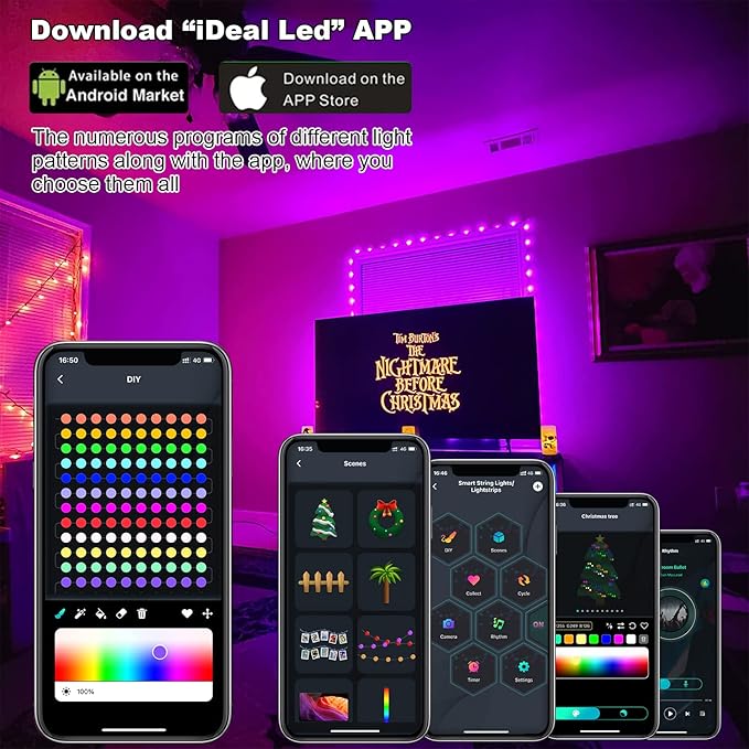 Led Strip 10m mit Smart App, IP65 Wetterfest RGB Led Lichterkette Innen Außen 100 Led Streifen Lichterketten Band mit Fernbedienung LED Licht Leiste für Weihnachtsdeko Schlafzimmer TV Schrankdek Party