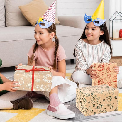 DERAYEE Geschenkpapier Weihnachten, Geschenkpapier 5 Verschiedene Muster, Geschenkpapier Weihnachten Set (5 Rollen)