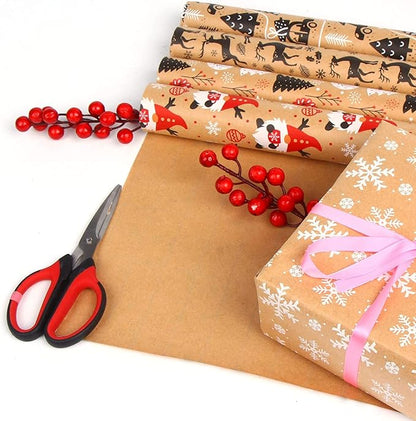 DERAYEE Geschenkpapier Weihnachten, Geschenkpapier 5 Verschiedene Muster, Geschenkpapier Weihnachten Set (5 Rollen)