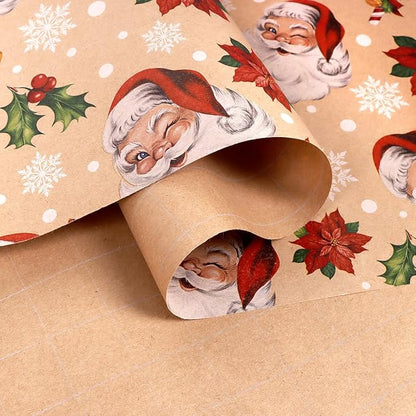 DERAYEE 10M Geschenkpapier Weihnachten, Geschenkpapier Weihnachtsgeschenkpapier, Geschenkpapier, Geschenkpapier Weihnachten Weihnachtsmann Muster