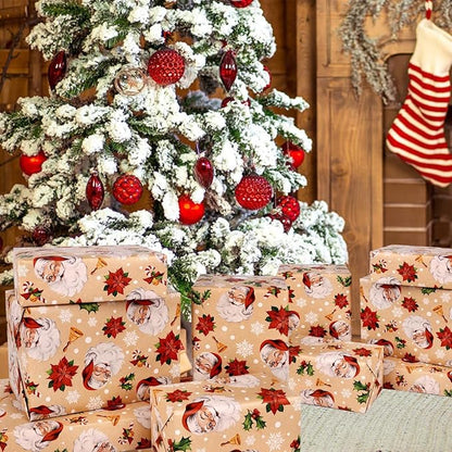 DERAYEE 10M Geschenkpapier Weihnachten, Geschenkpapier Weihnachtsgeschenkpapier, Geschenkpapier, Geschenkpapier Weihnachten Weihnachtsmann Muster