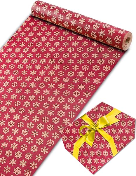 Geschenkpapier Weihnachten Rolle 44cm x 30M, Toypopor 100gsm Recycling weihnachtsgeschenkpapier, weihnachtspapier für Verpackung Post Pakete