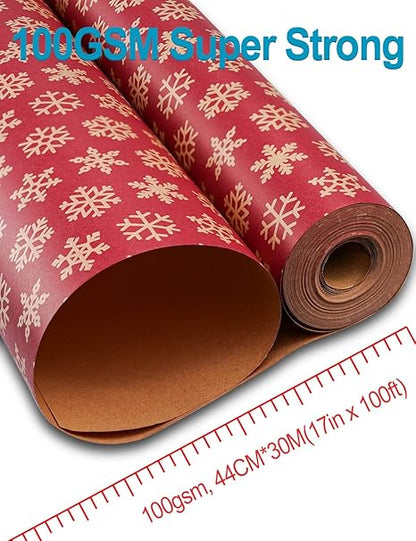 Geschenkpapier Weihnachten Rolle 44cm x 30M, Toypopor 100gsm Recycling weihnachtsgeschenkpapier, weihnachtspapier für Verpackung Post Pakete