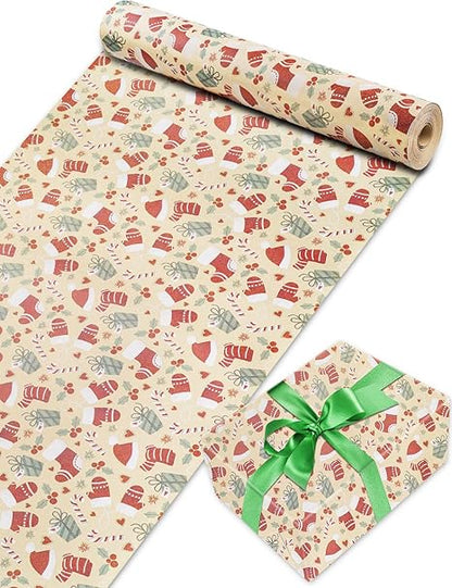 Geschenkpapier Weihnachten Rolle 44 cm x 30M, Toypopor 13 Stile Recycling weihnachtsgeschenkpapier,100gsm weihnachtspapier für Verpackung Post Pakete