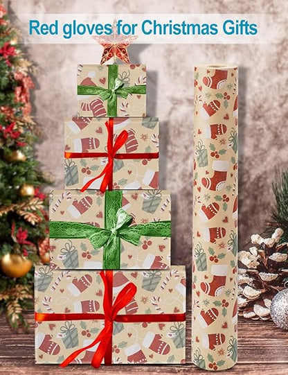 Geschenkpapier Weihnachten Rolle 44 cm x 30M, Toypopor 13 Stile Recycling weihnachtsgeschenkpapier,100gsm weihnachtspapier für Verpackung Post Pakete