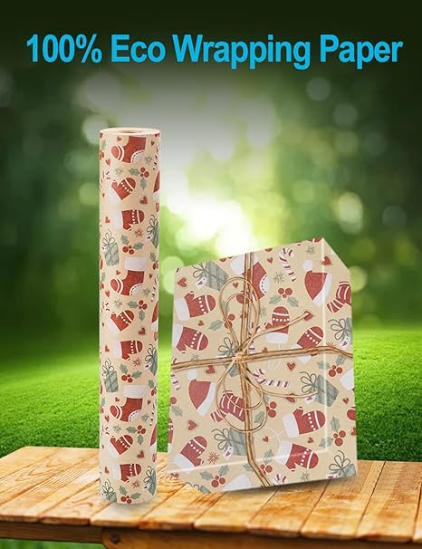 Geschenkpapier Weihnachten Rolle 44 cm x 30M, Toypopor 13 Stile Recycling weihnachtsgeschenkpapier,100gsm weihnachtspapier für Verpackung Post Pakete