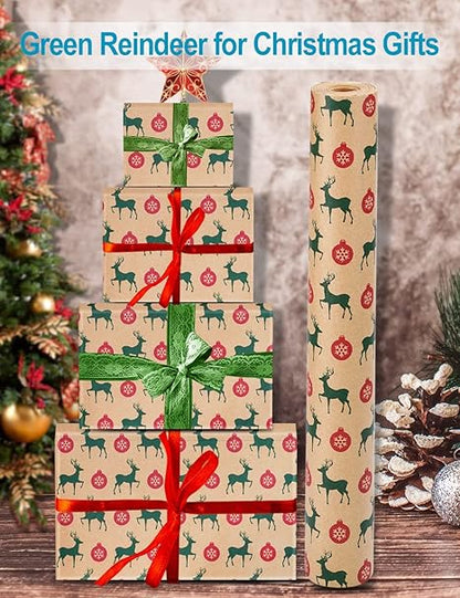 Geschenkpapier Weihnachten Rolle 44 cm x 30M, Toypopor 13 Stile Recycling weihnachtsgeschenkpapier,100gsm weihnachtspapier für Verpackung Post Pakete